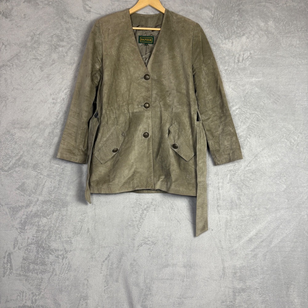 Danier Vintage Suede Leather Jacket Olive Small Earthy 90s Y2K